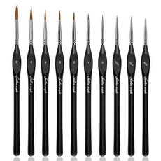 10피스 디테일 페인트 브러시 세트 모델용 미니어처 아크릴 오일 수채화 전문가용 미세 및 화가용, Golden Maple 디테일 페인트 브러시 세트 10