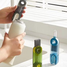 3in1 텀러 세척솔 젖병 젖꼭지 뚜껑 틈새 미니 브러쉬 실리콘 세정 1(PCS) 46123 PN top+07235qr