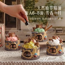 抱抱熊擴香晶石無火香薰精油禮盒裝，造型擴香，生日禮物，小眾高級感，凈化空氣, 簡裝單個擺件自用款,威斯汀白茶