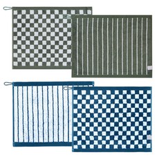 기라로쉬 뱀부 선염 핸드타월 체스 2p + 그리드 2p 세트, 블루+그린, 2세트