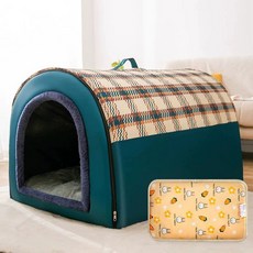 대형견 방한 강아지집 텐트 소프트켄넬 하우스 겨울 강아지 집 애견 개집 실외 마당 방수, L 50 x 40x35cm, 1개, 더 보온 젠틀맨 블루 전기 담요