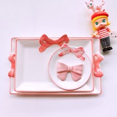 陶瓷調色盤 可愛國畫蝴蝶結盤 白瓷長方形水彩畫盤 促銷優惠, 小圓小方小長白底波點筆擱, 1個