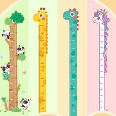 兩件裝新兒童身高牆貼紙測量儀尺小孩寶寶量身高, 2張-身高尺【恐龍+長頸鹿】