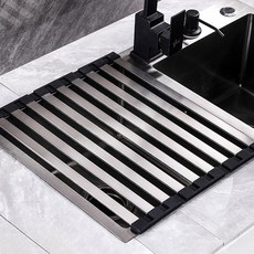 호밍사이 304스텐 주방 싱크롤 선반 싱크대 설거지 건조대, 블랙, 1개