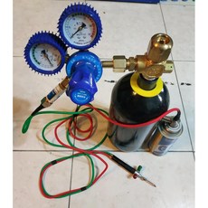 輕便型瓦斯氧氣焊接工具組，含3.5L氧氣瓶與調壓閥，適用首飾、珠寶、金屬熔接, 1個, 3.5L