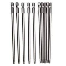 10PCS 6인치 / 150MM T30 TORX 헤드 드라이버 비트 세트 퀵 릴리스 슬롯이 있는 1/4인치 헥스 섕크 S2 스틸 마그네틱 보안 변조 방지 스타 6포인트 키트 도구(, T27
