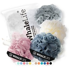 Loofah 여성용 남성용 스폰지 목욕 4팩 (핑크 블루 옐로우 그레이) 204940, 핑크 블루 옐로우 그레이