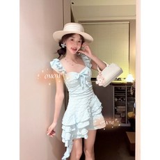 純欲風連體裙式游泳衣 女保守修身度假泳衣
