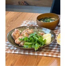 미노 야키 타원형 카레 접시 LAKOLE - 다크 올리브, free