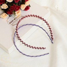 무광 웨이브 헤어밴드 핑크 퍼플 세안 밴드 머리띠 세트 패션 소품 2개입