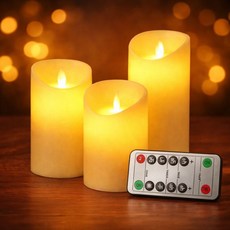 LED 촛불 흔들리는 건전지 전자초 10cm + 12.5cm + 15cm + 리모컨 세트, 혼합색상