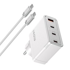 Toocki PD 3.1 GaN PPS 140W 4포트 접지형 초고속 멀티충전기 + C TO C 2M 240W 케이블 세트, 1세트, 화이트 1세트, 화이트