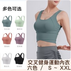 BELLA 台灣現貨秒出 六色S XXL高腰交叉運動內衣立體定型顯瘦胸罩女防震跑步聚攏背心式健身瑜珈內衣集中美背防下垂