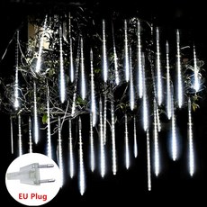 태양광 LED 유성우 라이트 휴일 스트링 방수 패어리 가든 장식 야외 Led 거리 화환 크리스마스, [07] EU Plug - White, EU Plug  White+50cm   8 tubes