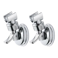 Ggulju 360度旋轉一鍵式吸盤蓮蓬頭支架 2入, 2個, 鍍鉻銀