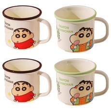 StarR 크레용 신짱 프레시 시리즈 머그컵 380ml 2개입, 2세트, 다크 브라운 + 그린