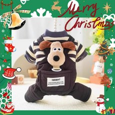 강아지 의류 가을 겨울용 큰머리 인형 보온성 있는 귀여운 멜빵바지, 1개, Gray