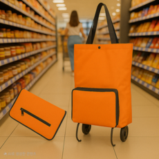 그로우파파 3단변신 파우치형 바퀴달린 접이식 쇼핑카트 장바구니 캐리어, 1개, 편한 장바구니(오렌지)