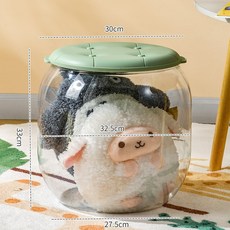 透明收納凳 大容量玩具收納椅 圓柱款儲物椅, 1個, 北歐綠