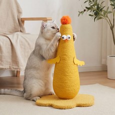 JUNGLE WELL 고양이 사이잘 수직 스크래쳐 기둥 장난감 귀여운 병아리 디자인, 1개, 노란색