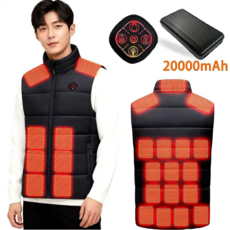 [20000mAh 대용량/ 25구역 발열] 발열조끼 6단 온도조절 방수/세탁가능 USB 충전 초경량 방한복 골프 아웃도어 작업복 남녀공용
