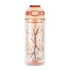 Cool Gear 酷樂 兒童雙層彈蓋直飲水壺 450ml 美國 Tritan 兒童水壺 直飲 運動水壺 水杯, 1個, 杏色-點點樹 / 3877