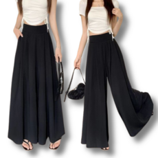 해피인뉴 여성 와이드 팬츠 플레어 밴딩 치마바지