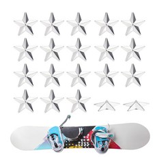 Fukaisu 스노우보드 스톰프 패드 20개 별 모양 스터드 미끄럼 방지 그립 패드 바인딩 트랙션 재미있고 기능적인 스키 접착제 남성 여성 초보자용 (실버) 159284