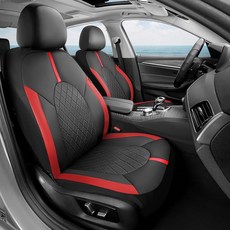 COVER 오버ado 가죽 카시트 커버 앞좌석 및 탄소 섬유 방수 내구성 있는 전천후 프로텍터 SUV 픽업 트럭 세단 자동차 차량 내부에 범용 핏 (블랙), 레드