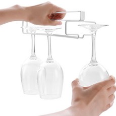 홈바 인테리어 와인잔 거치대 주방 선반 걸이 와인렉 보관대, 블랙