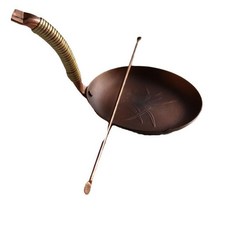 銅烤茶勺盤 陶瓷溫茶爐 茶葉烘焙提香器, 1個, 蘭花烤茶盤+茶撥