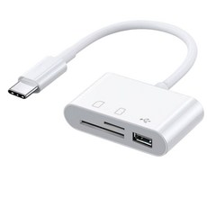 手機平板專用 Type C 讀卡機, 白色, 1個, 20cm