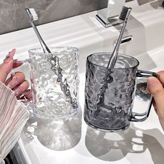 冰川杯 漱口杯 牙刷杯 簡約輕奢 家用衛浴收納 加厚防摔 水晶白 深空灰, 1套, 水晶白 冰川杯 升級厚款