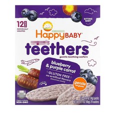 해피패밀리 해피베이비 티서스 티더스 젠틀 치발 웨이퍼 블루베리 퍼플 당근 12팩, 블루베리 & 퍼플 당근, 48g, 1개