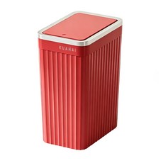 KUAHAI 가정용 원터치 휴지통 욕실 화장실 쓰레기통 10L, 레드
