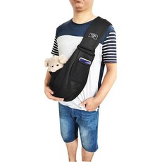 寵物外出斜挎包 貓狗大容量單肩懷抱包 可摺疊, 黑色,適合6.0公斤以內寵物, 1個