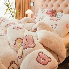 양털 벨벳 담요 겨울 이불 학생 싱글 침구 코어 폴리에스터 섬유 재 봄 가을, K. 벨벳 겨울 이불 - 베이베이 베어
