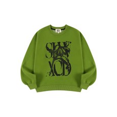 슬로우애시드 피치스킨 러스티 로고 스웨트셔츠 [옐로우그린]