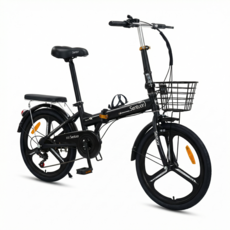 에어로더 접이식 미니벨로 자전거 휴대용 출퇴근 폴딩 초경량 20인치, 1세트, 145cm, 블랙 7단기어 3발휠