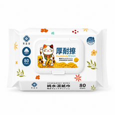 紫晶居 厚耐擦 純水嬰兒濕紙巾 加厚80抽, 1個, 80張, 250g