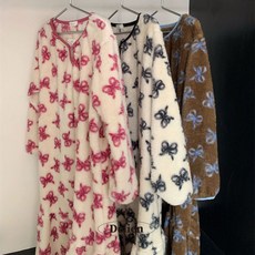 델리엔 리본느 퍼 원피스 잠옷세트 극세사 수면 겨울 임산부 빅사이즈 파자마 홈웨어