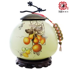 五福臨門聚寶盆 含五色石/五帝錢/元寶/招財符/底座, 米色, 1個