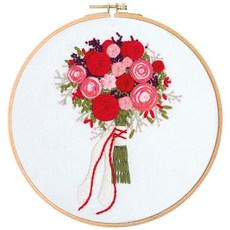 DIY捧花刺繡材料包 歐式繡花 初級手工刺繡 復古藝術, 1個, 浪漫之心