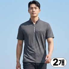 1+1 김영주골프 사방스판 메쉬 반팔 집업티 가슴 주머니 신축성 좋은 티셔츠 2208