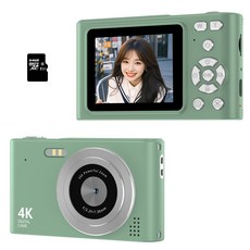 RUNHome 4800w 레트로 미니 디지털 카메라 여행용 인생+64G메모리카드, 라이트그린, H15