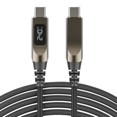 메탈 바디 240W PD 전력표시 C타입 고속충전 케이블, 1개, C to C, 3m
