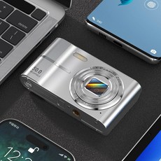 【 禮物首選】 ccd 數位相機 雙攝美顏卡片相機 入門級復古老式照相機 小型便攜相機 CCD風格學生黨, 1個, 銀色