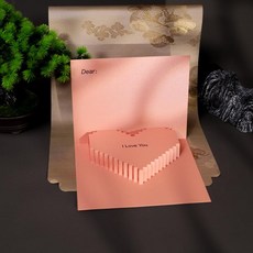 新品 情人節生日愛心賀卡心形立體情侶禮物精緻手寫卡片 副廠商品, 1個, 新款立體愛心賀卡
