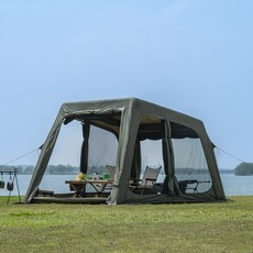 TOMOUNT 투마운트 비스타 원터치 감성 경량 그늘막 에어 텐트 옥스퍼드, 3-4인, 카키색