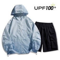 遮陽防曬套裝，UPF100+，連帽外套與短褲兩件式套裝